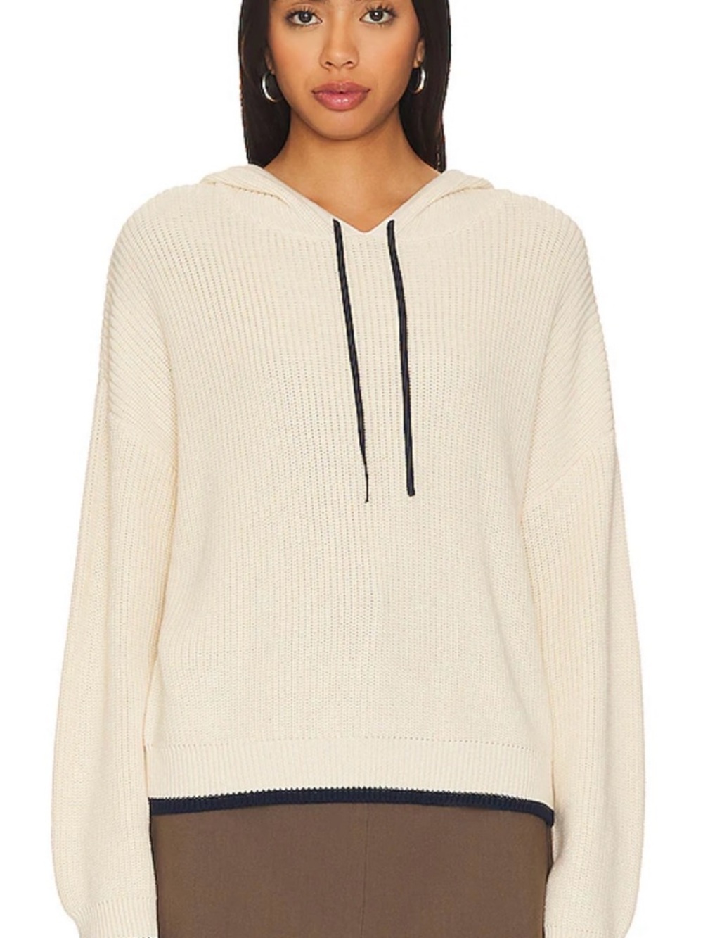 525 America Alli Tipped Hoodie in Cream Multi